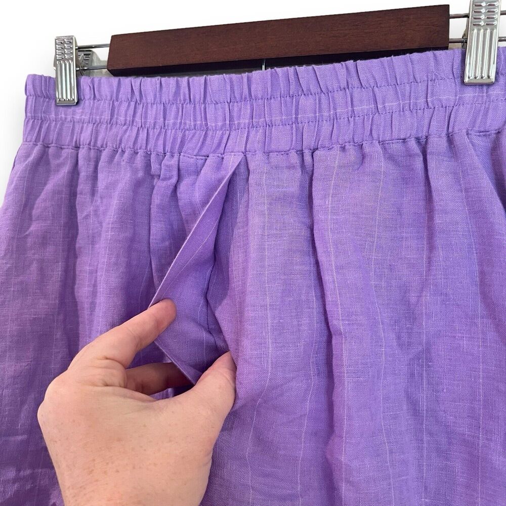 SMYTHE Linen Boxer Shorts Womens Sz S Purple Shadow Stripe High Rise Pockets NWT - Picture 4 of 8